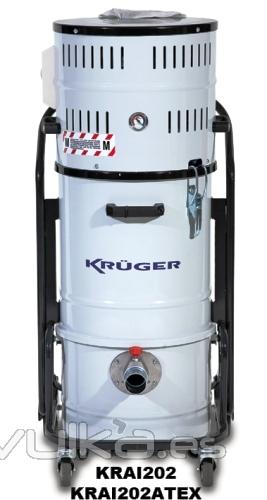 Aspirador polvo agua industrial kruger modelo KRAI202ATEX en www.maquinarialimpiezalamarc.com