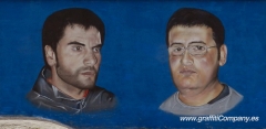 Graffiti del capitán y el utillero de la Gimnástica Segoviana en la Ciudad deportiva de Segovia