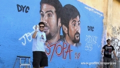 Mural realista del grupo estopa, que ellos mismos firmaron (segovia, 2012)