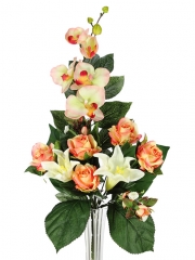 Flores artificiales cementerio ramo flores artificiales azucenas y rosas salmon oasis decor