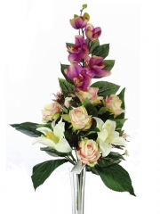 Flores artificiales cementerio ramo flores artificiales azucenas y rosas rosa oasis decor