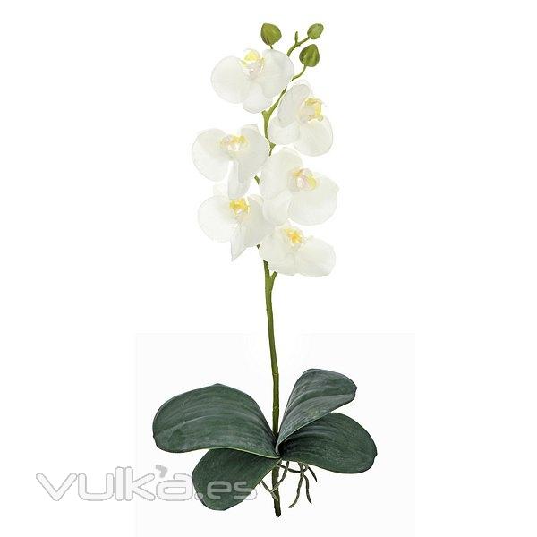 Flores artificiales. Rama orquideas artificiales latex junior crema hojas 58 en La Llimona home
