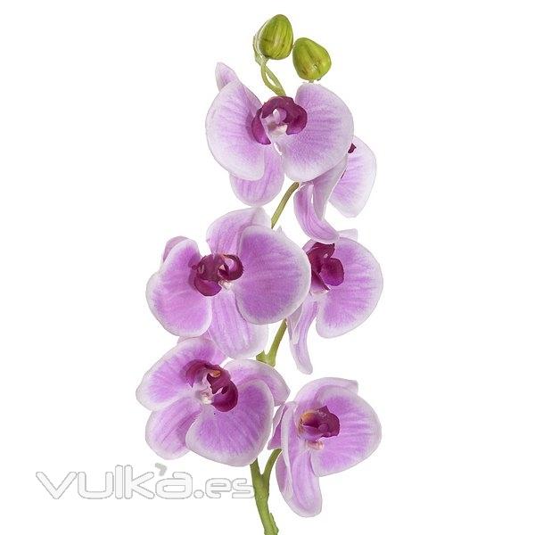 Flores artificiales. Rama orquideas artificiales latex junior lavanda hojas 58 en La Llimona home 1