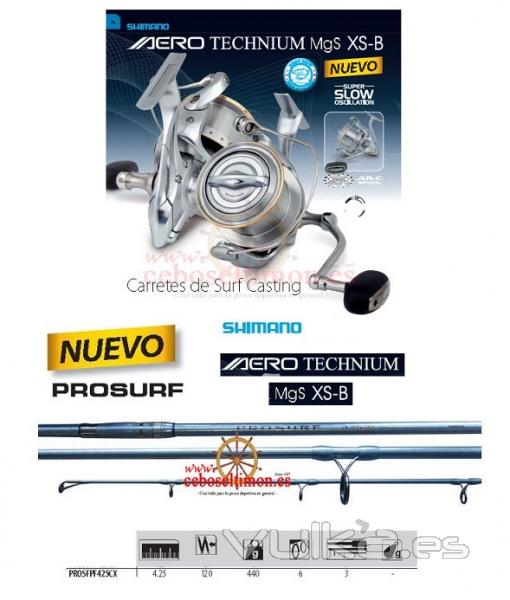 www.ceboseltimon.es - COMBO CAA SHIMANO PROSURF BX 4.25MT + AERO TECHNIUM MAGNESIO 10.000 XSB