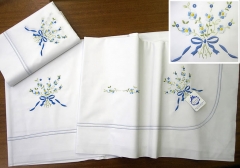 Sabana bordada ,de mezcla ,de dos piezas funda de almohada y encimera