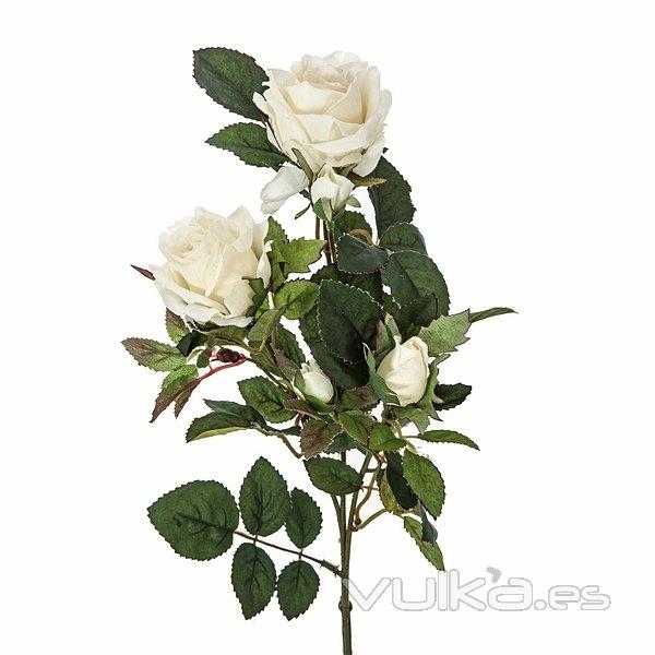 Flores artificiales. Rama flores rosas artificiales cherry crema 72 en La Llimona home