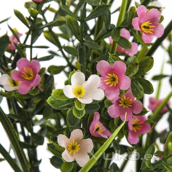 Plantas artificiales con flores. Planta flores mini bell artificiales rosas en La Llimona home (1)
