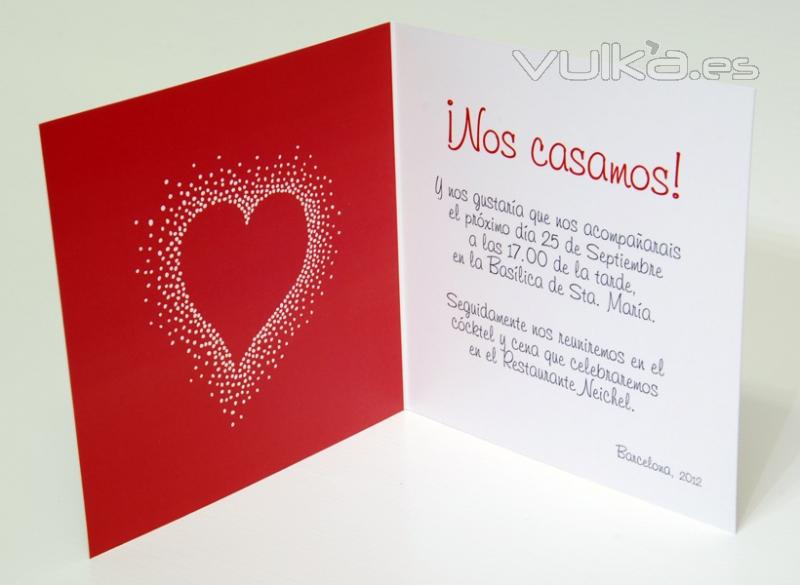 Invitación de Boda. Modelo díptico cuadrado con cartulina blanca