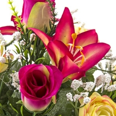 Ramos artificiales ramo flores artificiales malva rosas liliums rannculos en la llimona home (1)