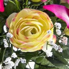 Ramos artificiales ramo flores artificiales malva rosas liliums rannculos en la llimona home (2)