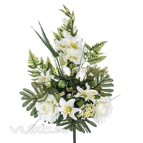 Todos los Santos. Ramo artificial flores rosas gladiolos azucenas blanco 68 en La Llimona home