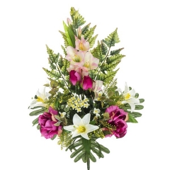 Todos los santos. ramo artificial flores rosas gladiolos azucenas cereza 68 en la llimona
