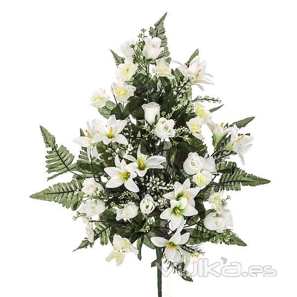 Todos los Santos. Ramo artificial flores liliums rosas crema 60 en La Llimona home