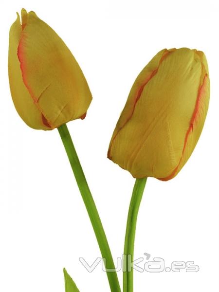 Tulipanes artificiales de calidad. Tulipan artificial dos flores amarillo oasiseoc.com