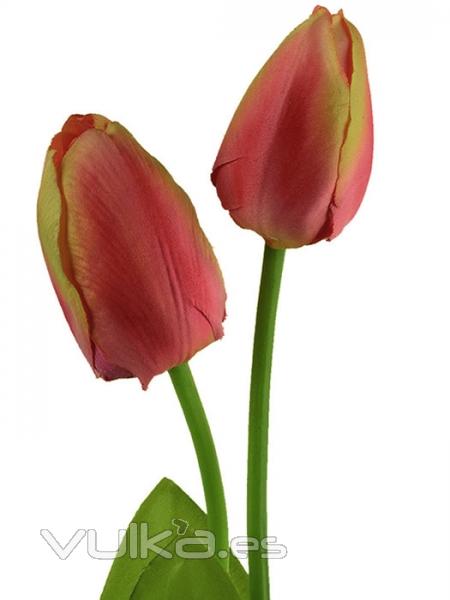Tulipanes artificiales de calidad. Tulipan artificial dos flores naranja oasiseoc.com