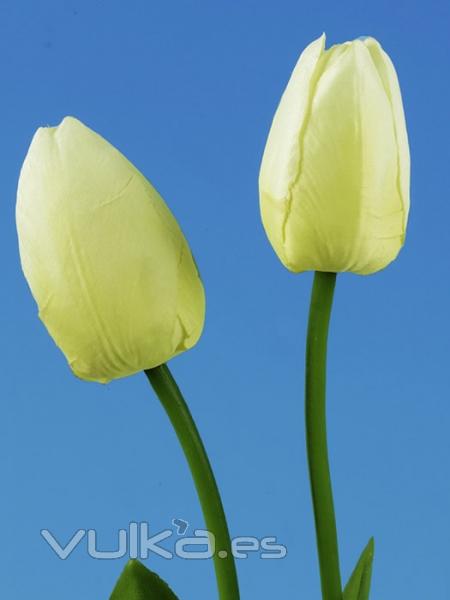 Tulipanes artificiales de calidad. Tulipan artificial dos flores blanco oasiseoc.com