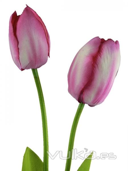 Tulipanes artificiales de calidad. Tulipan artificial dos flores rosa oasiseoc.com