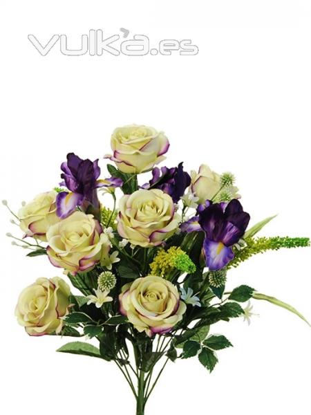 Flores artificiales santos. Ramo flores artificiales rosas iris purpura oasisdecor.com