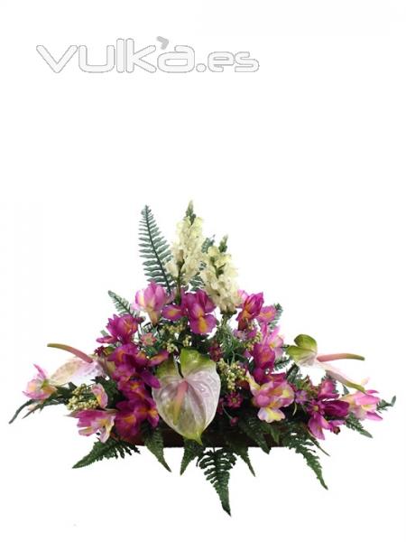 Flores artificiales santos. Jardinera flores artificiales cementerio anthurium iris oasisdecor.com