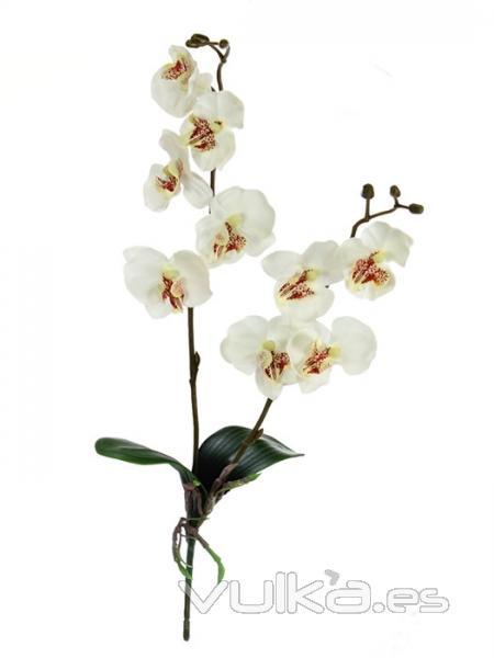 Flores artificiales. Orquidea phalaenopsis artificial pequea con hojas blanca oasisdecor.com
