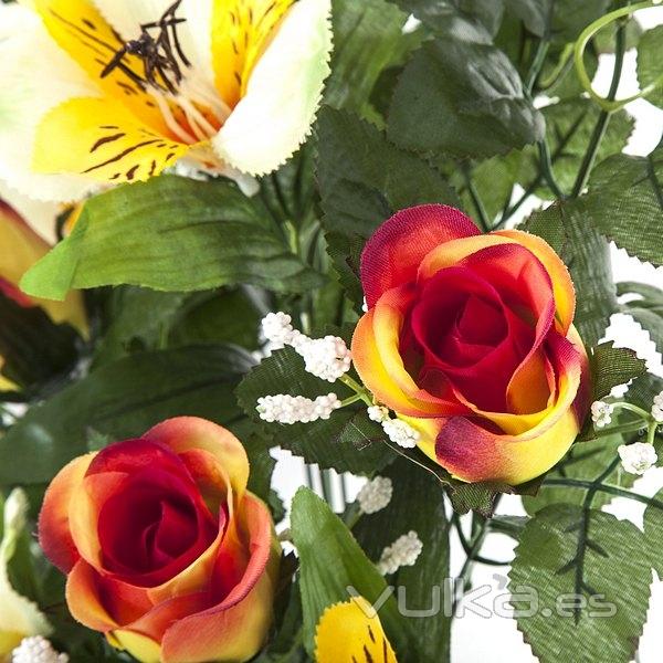 Todos los Santos. Ramo artificial flores alstroemerias rosas bicolor en La Llimona home (1)