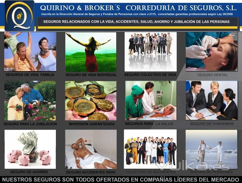 QUIRINO BROKERS - Seguros que comercializamos relacionados con pensiones, vida, etc.