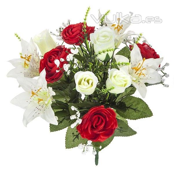 Ramos artificiales. Ramo artificial flores liliums ranúnculos rosas blancas en La Llimona home
