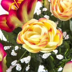 Ramos artificiales. ramo artificial flores liliums rannculos rosas malvas en la llimona home (1)