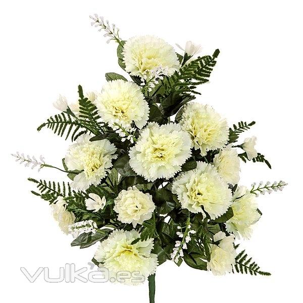 Todos los Santos. Ramo artificial flores claveles blancos 48 en La Llimona home
