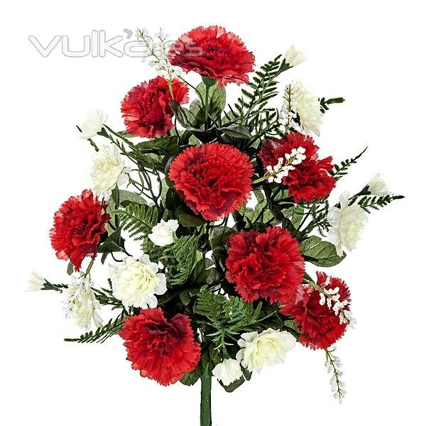 Todos los Santos. Ramo artificial flores claveles rojos 48 en La Llimona home