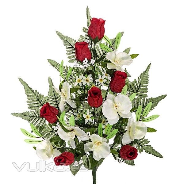 Todos los Santos. Ramo artificial flores orquideas y rosas rojas en La Llimona home