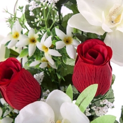 Todos los santos ramo artificial flores orquideas y rosas rojas en la llimona home (2)