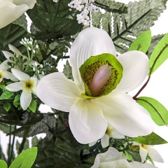 Todos los santos ramo artificial flores orquideas y rosas blancas abiertas en la llimona (2)