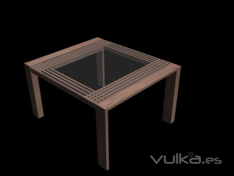 mesa de madera y cristal