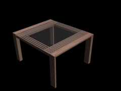 Mesa de madera y cristal