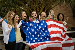 Saint louis students show their american spirit while being interviewed by telemadrid