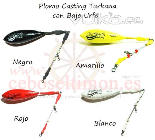 www.ceboseltimon.es - Plomo Turkana Fishing - Especial Casting Pintado Rojo-Blanco-Amarillo u Negro
