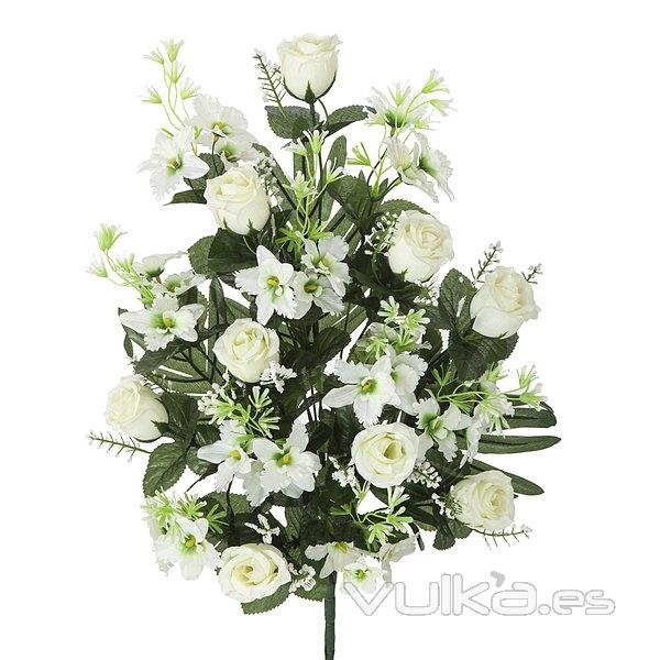 Todos los Santos. Ramo artificial flores rosas blancas orquideas pequeas en La Llimona home