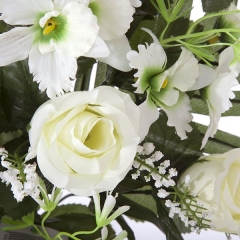 Todos los santos. ramo artificial flores rosas blancas orquideas pequeas en la llimona home (1)