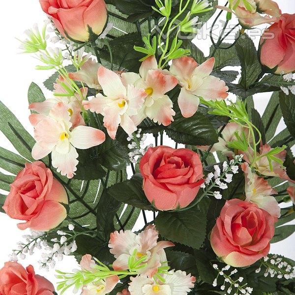 Todos los Santos. Ramo artificial flores rosas salmn orquideas pequeas en La Llimona home (1)