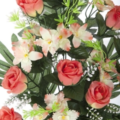 Todos los santos. ramo artificial flores rosas salmn orquideas pequeas en la llimona home (1)