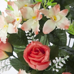 Todos los santos. ramo artificial flores rosas salmn orquideas pequeas en la llimona home (2)