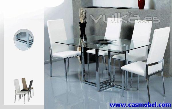 Mesa comedor Verona o Estructura metálica cromada, con topes regulables. o Vidrio templado incoloro.
