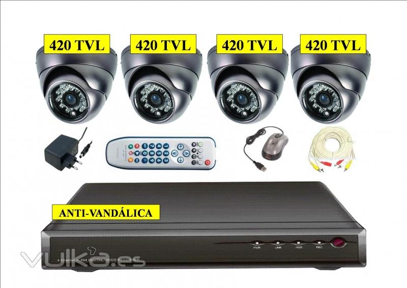 kit 4 camaras ANTIVANDLICAS 420tvl + videograbador 500GB desde 400EUR L.O.P.D. GRATIS 