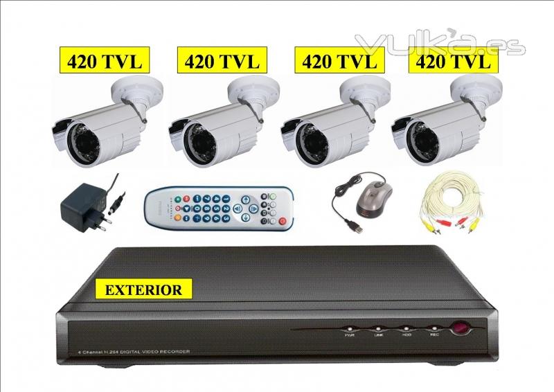 kit 4 camaras EXTERIORES 420tvl + videograbador 500GB desde 400EUR L.O.P.D. GRATIS 