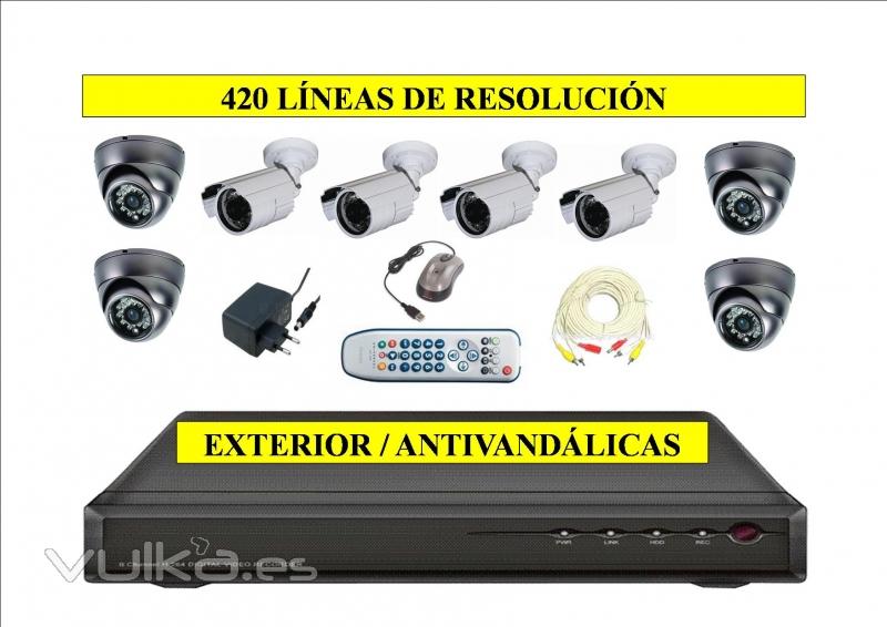 kit 8 camaras INT/EXT 420tvl + videograbador 500GB desde 540EUR L.O.P.D. GRATIS 