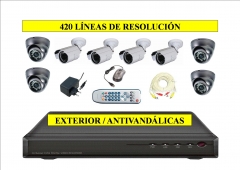 Kit 8 camaras int/ext 420tvl + videograbador 500gb desde 540eur lopd gratis