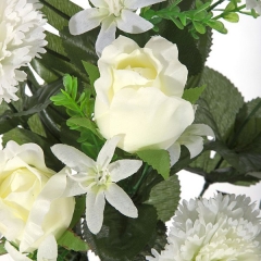 Todos los santos ramo artificial flores rosas blancas con claveles en la llimona home (1)