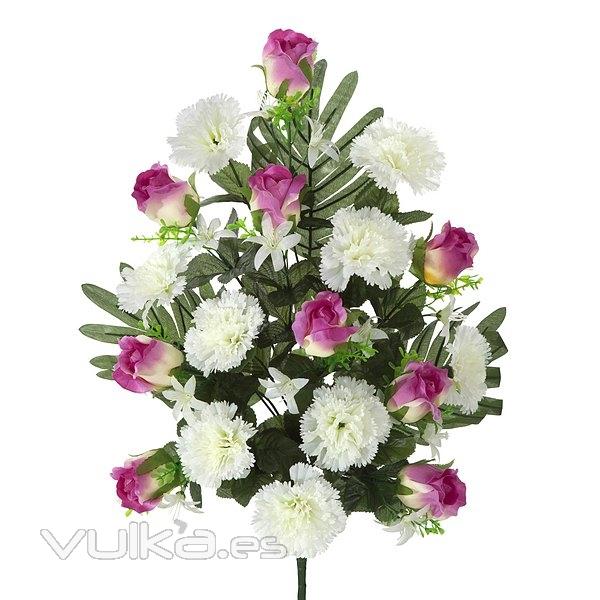 Todos los Santos. Ramo artificial flores rosas malva con claveles en La Llimona home