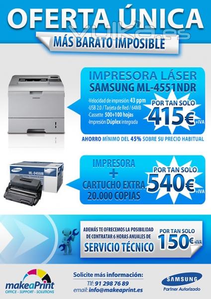 Make a Print, oferta exclusiva 45% descuento en impresora laser monocromo 